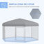 PawHut Perrera de Exterior Hexagonal Jaula para Perros con Puerta Marco de Acero Galvanizado y Toldo Impermeable y Anti-UV 210x185x150 cm Plata, , large indicador imagen numero 5