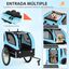 COSTWAY Remolque de Bicicleta para Mascotas, Remolque Bicicleta Perros Pequeños y Medianos con Ruedas, Transportador de 2 Puertas con Techo Solar, Capacidad 40 kg, 60,5 x 135 x 95 cm (Azul), , large indicador imagen numero 3