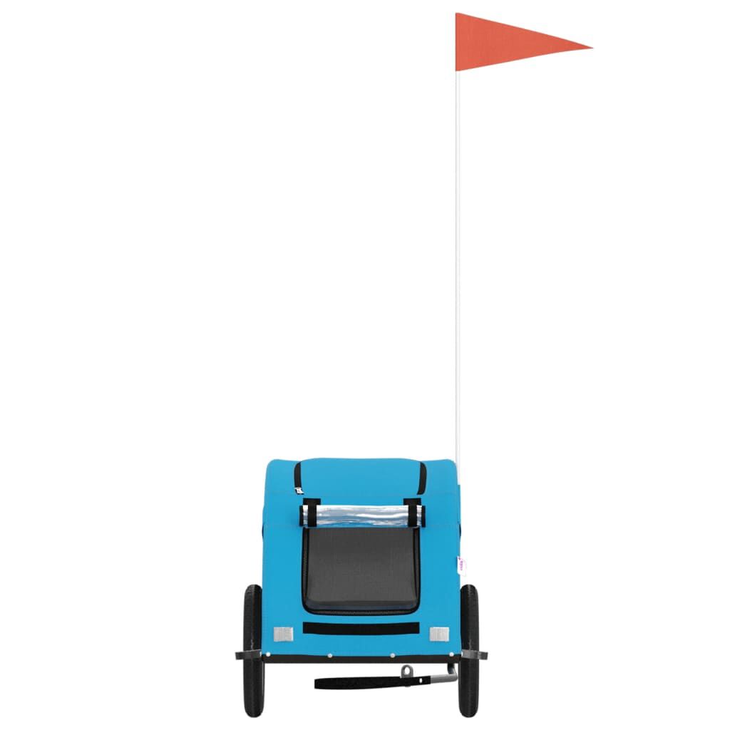 vidaXL Remolque de bicicleta para perros hierro y tela Oxford azul, , large Imagen numero 3