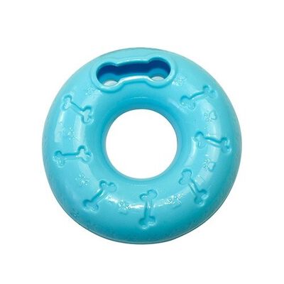 DZL donut portagolosinas de caucho natural azul para perros