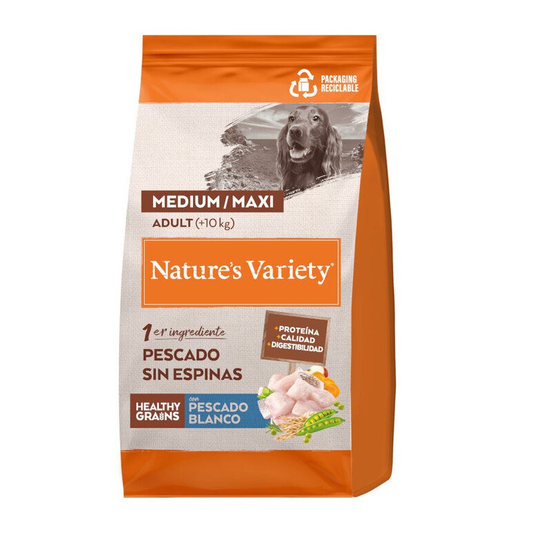 12 kg Nature's Variety Healthy Grains Adult Medium Maxi Pescado Blanco pienso para perros