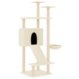 vidaXL Rascador en Crema con postes de sisal para gatos