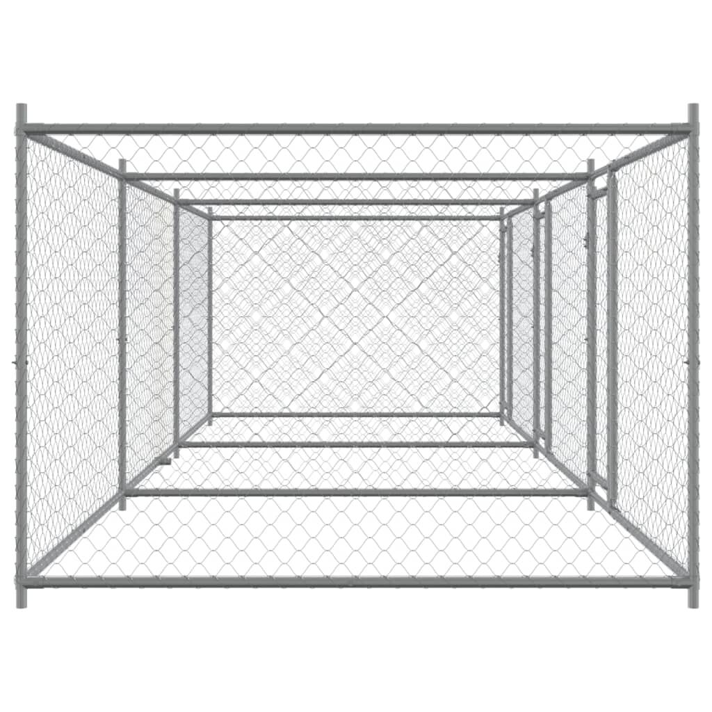vidaXL Jaula de perros con puertas acero galvanizado gris 8x2x1,5 m, , large Imagen numero 18