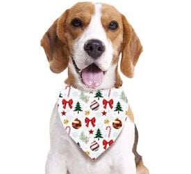 Guirma Pañuelo Navideño Estampado Blanco Para perro