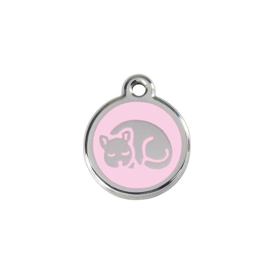 Red Dingo Placa identificativa Acero Inoxidable Esmalte Gatito Rosa para gatos