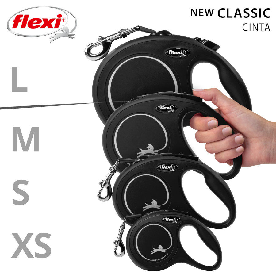 Flexi New Classic Correa Extensible Negra para perros, , large Imagen numero 4