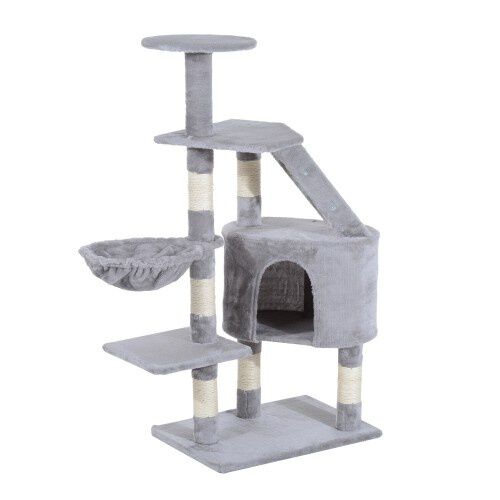 Pawhut &aacute;rbol rascador con poste gris para gatos, , large Imagen numero 1