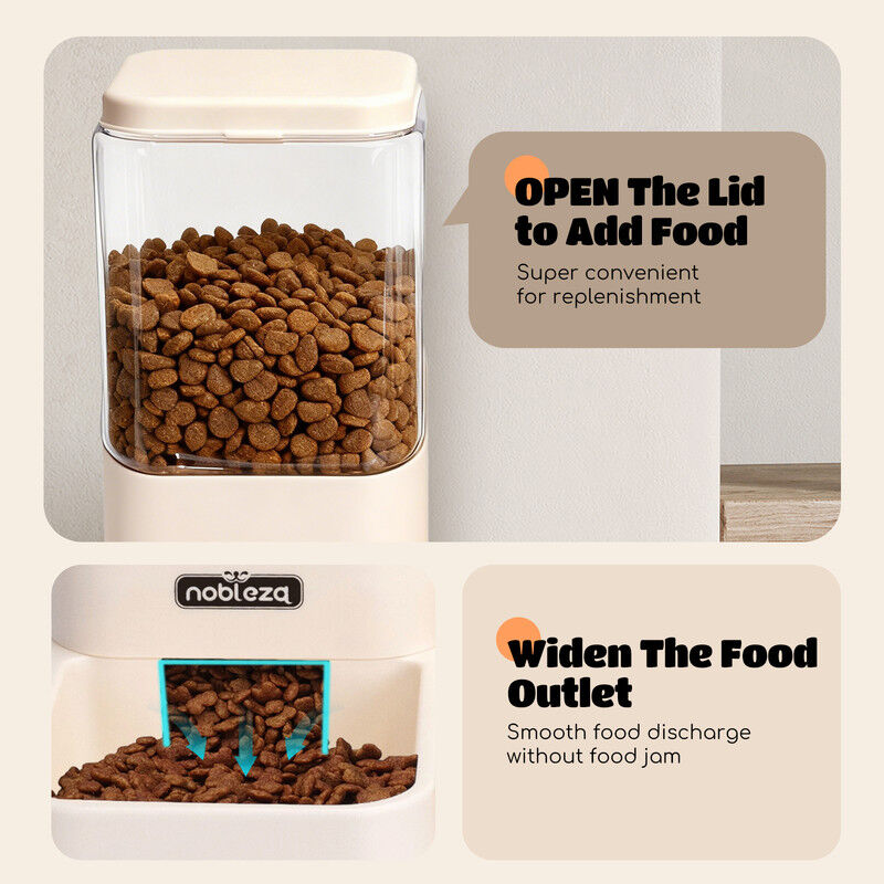 Nobleza Dispensador Autom&aacute;tico para Perros y Gatos, Comedero y Bebedero por Gravedad, Dep&oacute;sito Transparente, Sin Electricidad,, Blanco, , large Imagen numero 2
