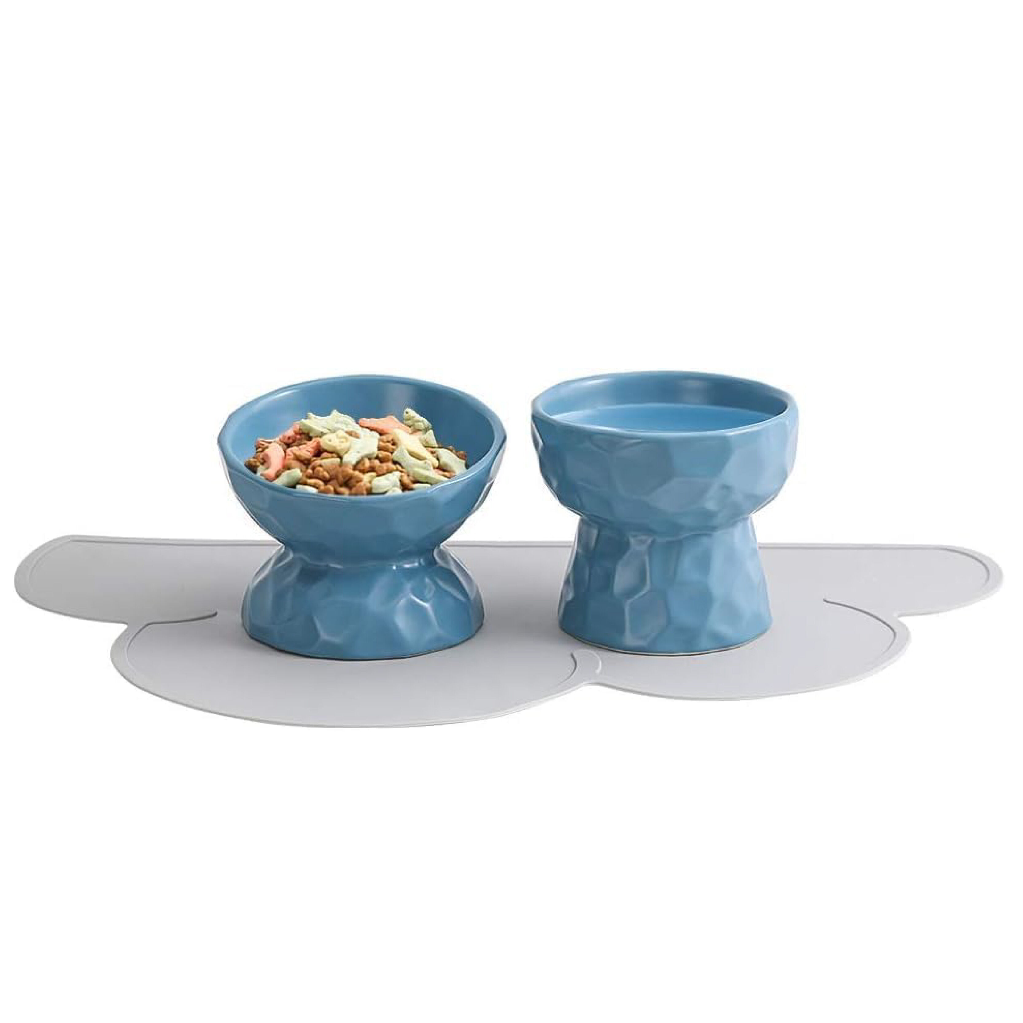 Juego de Cuencos Elevados de Cer&aacute;mica con Base Antideslizante &ndash; Para Gatos y Perros Peque&ntilde;os (Azul), , large Imagen numero 1