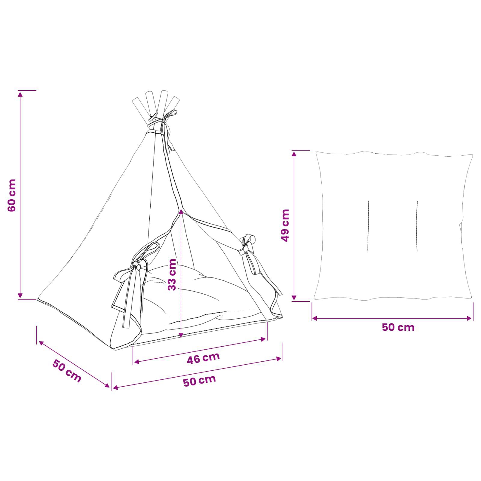 vidaXL Tienda de campa&ntilde;a para mascotas con coj&iacute;n Blanco Poli&eacute;ster Teepee gatos, , large Imagen numero 4