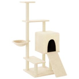 VidaXL Árbol Rascador con postes de sisal y plataformas crema para gatos