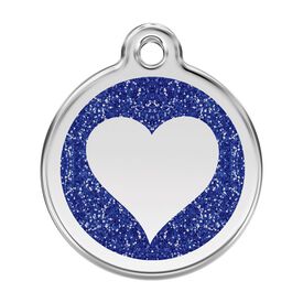 Red Dingo Placa identificativa Purpurina Corazón Azul para perros