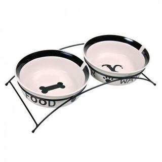 Set tazones Trixie Eat on Feet para perros color Blanco