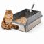 FreshPaw Arenero Grande de Acero Inoxidable para Gatos 60 &times; 40 &times; 25 cm, Entrada por el Lado Corto, Bandeja Higi&eacute;nica Antisalpicaduras para Gatos Grandes, con Pala, , large indicador imagen numero 1