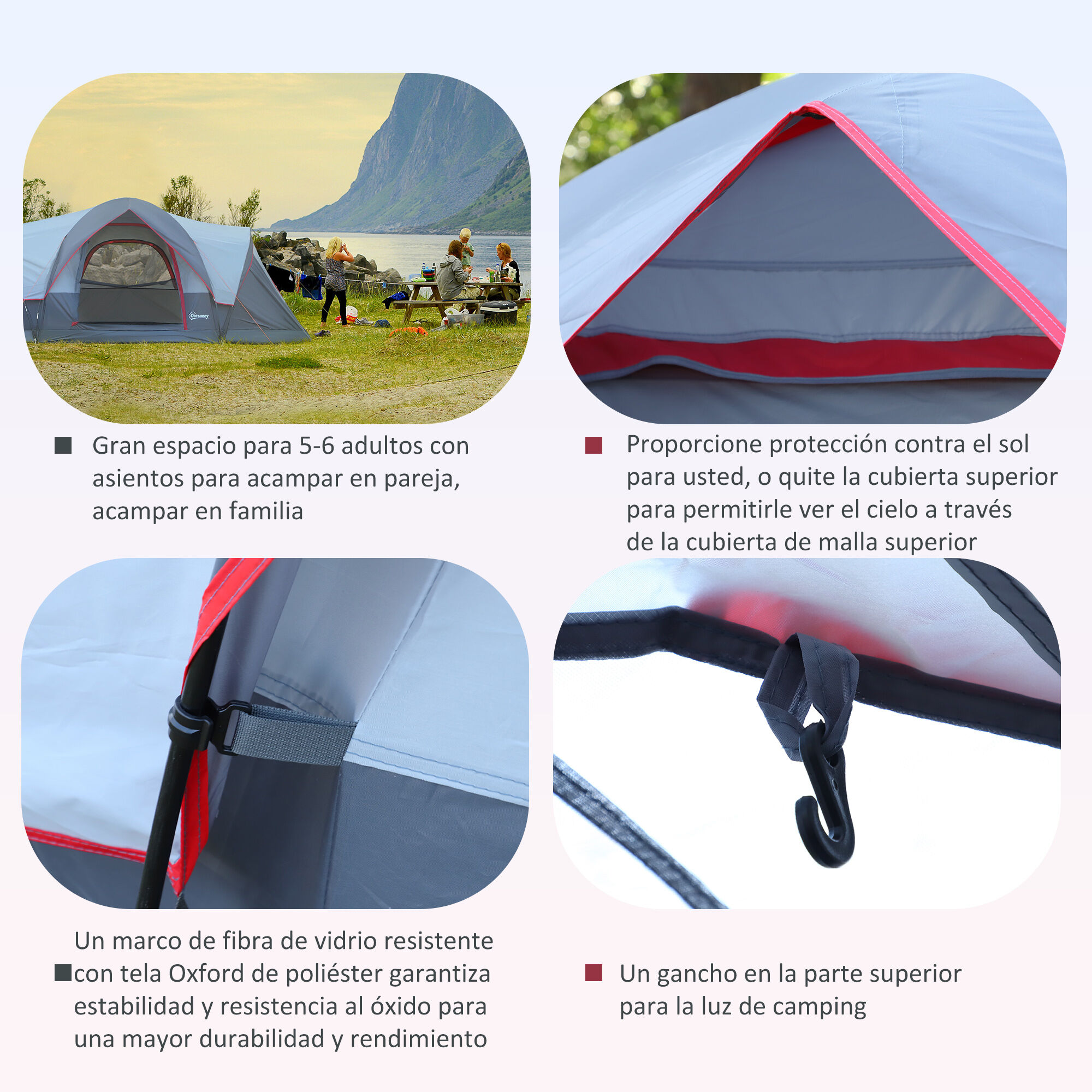 Outsunny Tienda de camping grande gris con bolsa de Transporte thumbnail