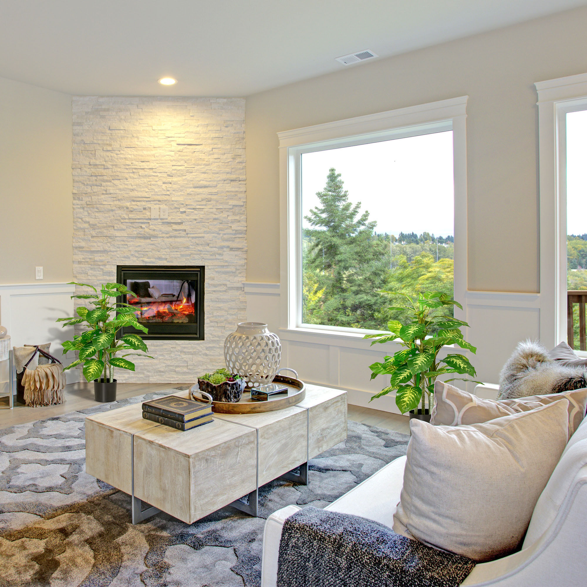 HOMCOM Plantas artificiales verde para hogar thumbnail