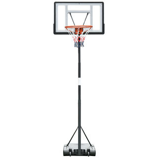 HOMCOM Canasta de Baloncesto negra con Soporte Móvil aro de basket ajustable