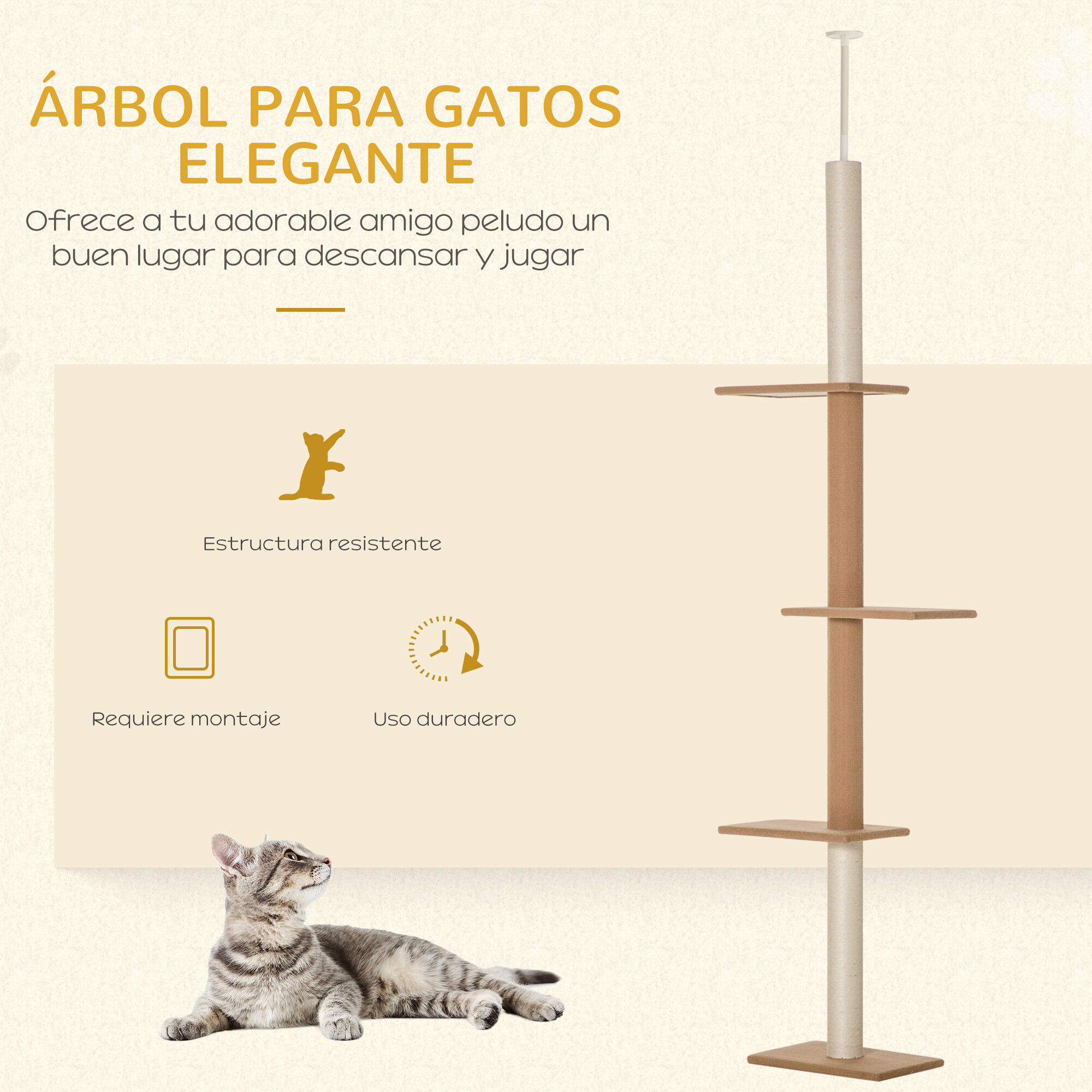 PawHut Árbol Rascador con Plataformas y Sisal para gatos thumbnail