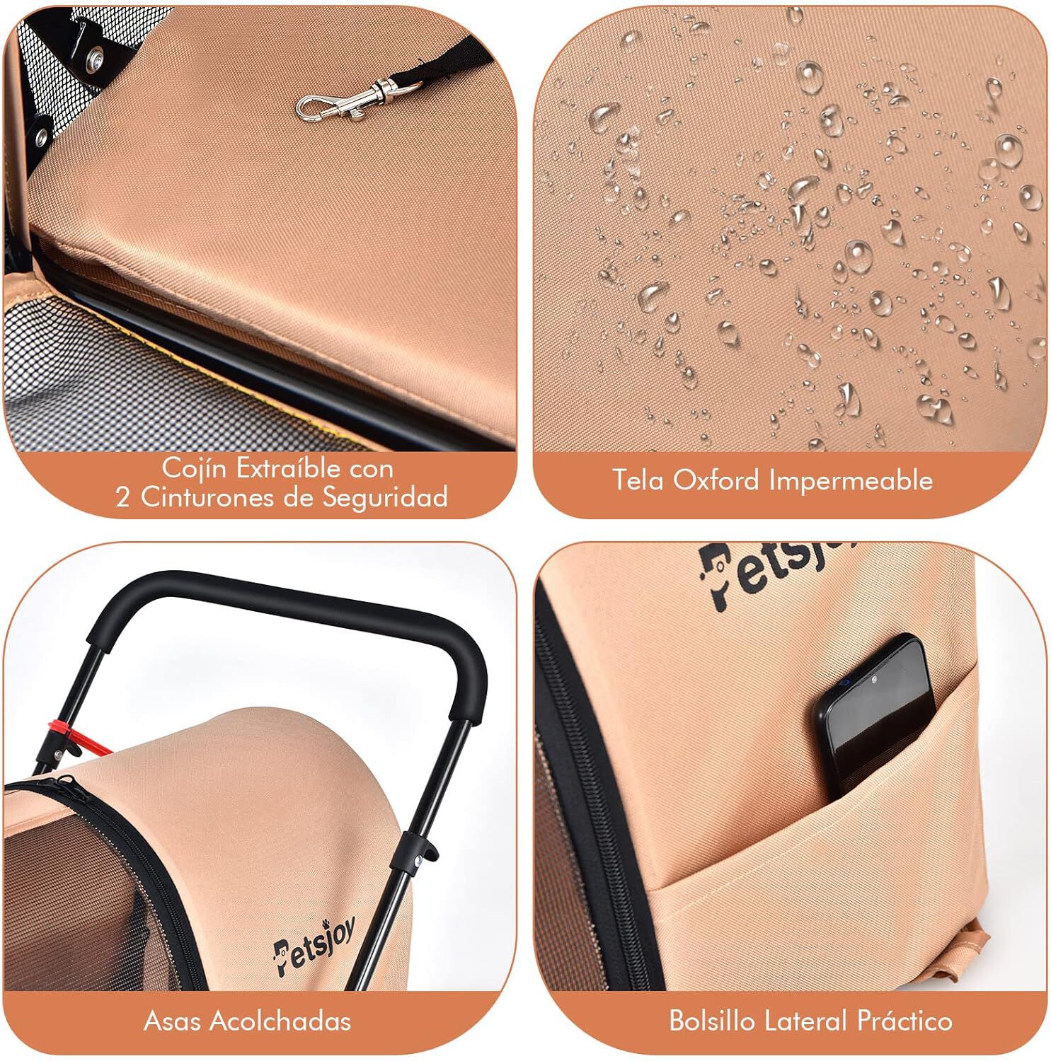 Costway Cochecito Doble Multifuncional Beige para perros y gatos thumbnail