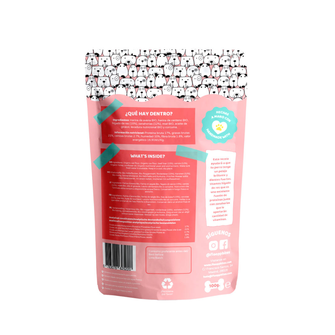 Pack de galletas naturales FlooppBITES Beef & Veggies para perros, , large Imagen numero 2