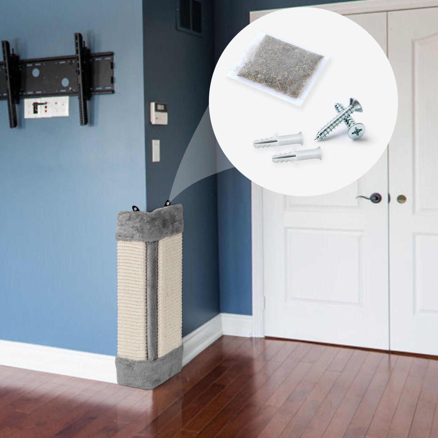 Nobleza &ndash; Rascador de gatos para esquina de pared. Afilador de garras de sisal. Color Gris, L41 * W24 * H2.5CM, , large Imagen numero 2