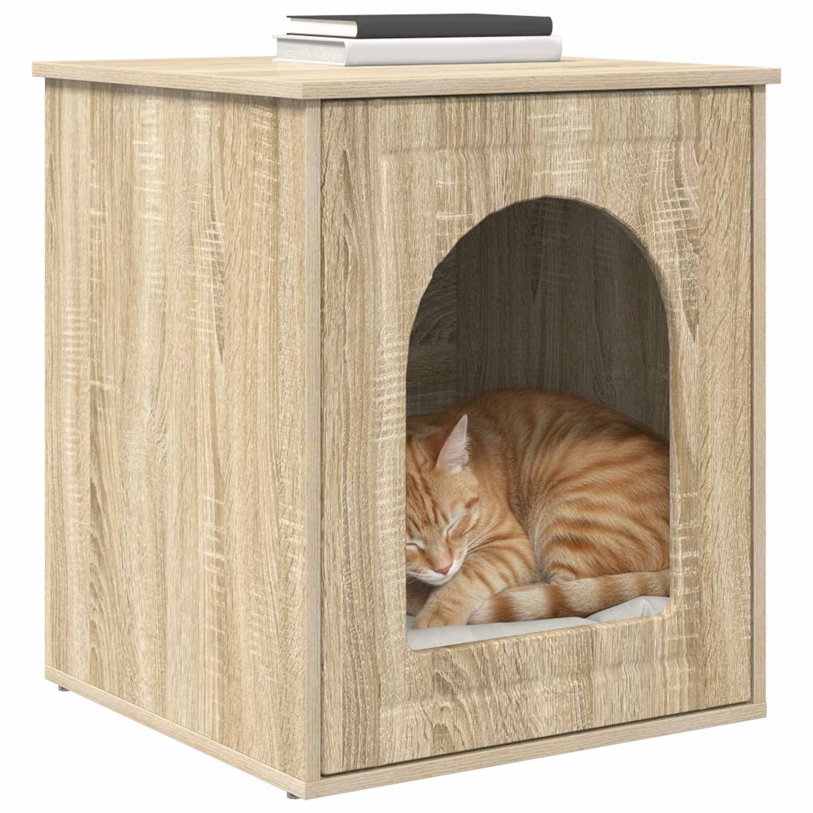 vidaXL Casa para Gatos Sonoma 53 x 52 x 62 cm Madera de ingenier&iacute;a, , large Imagen numero 3
