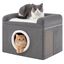 COSTWAY Camas para Gatos de Interior, Gran Cueva para Gatos con Acogedor Condominio, Alfombrilla Rascadora de Sisal, Coj&iacute;n Suave, Base Antideslizante, Casa Plegable Mascotas, Carga 15 kg (Gris), , large indicador imagen numero 1