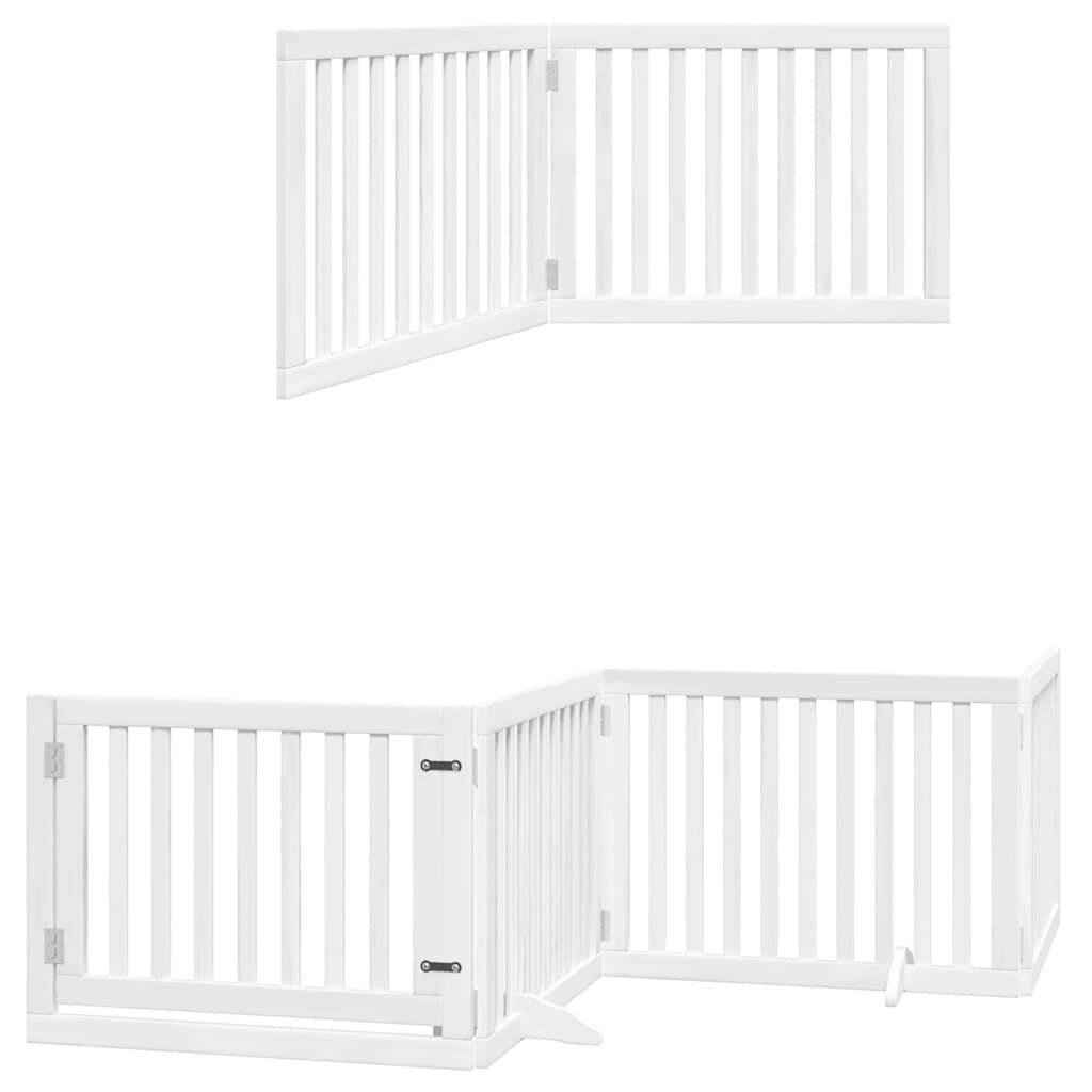 vidaXL Puerta de perros plegable 6 paneles madera &aacute;lamo blanca 480 cm, , large Imagen numero 9