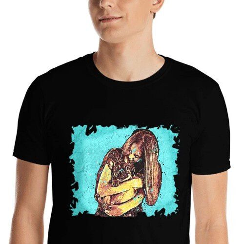 Mascochula camiseta hombre graffiti personalizada con tu mascota negra thumbnail