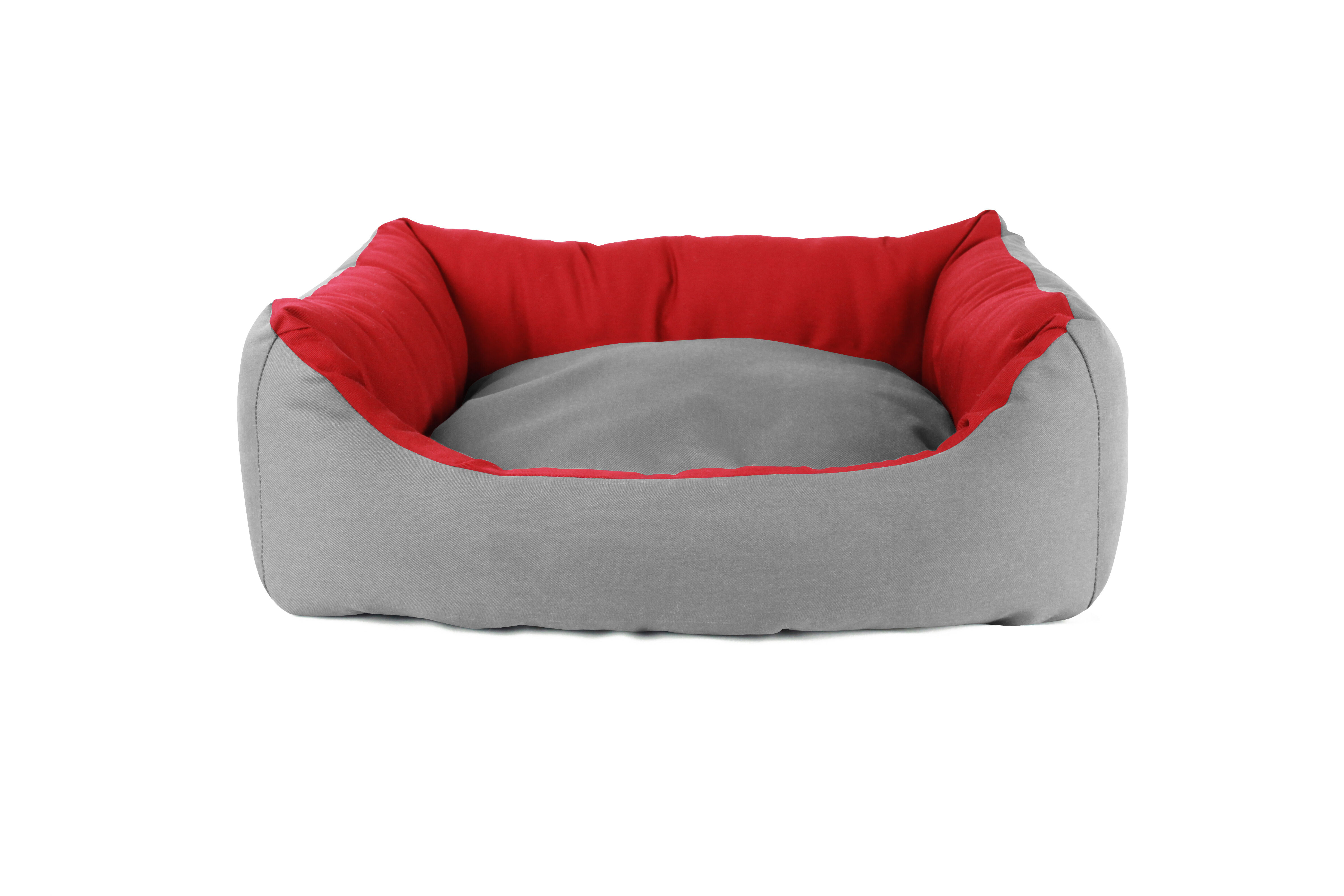 Gauty Cama Rectangular para Perros y Gatos  Tela de sarga - Gris y rojo, , large Imagen numero 1