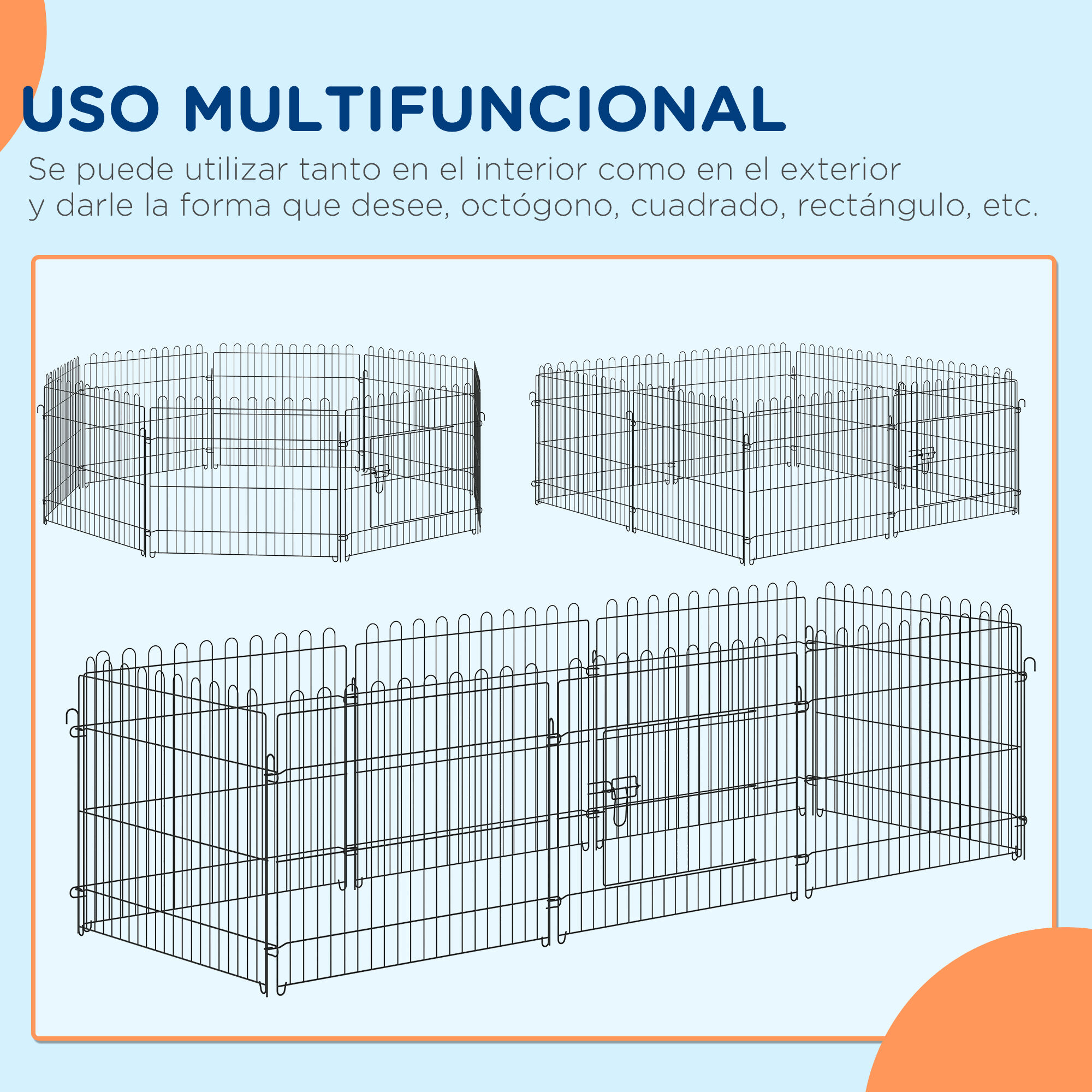 PawHut Conjunto para Mascotas Juego de Parque para Perros Plegable de 8 Paneles y Comedero Elevado para Perros de 4 Alturas Ajustables 71x61 cm 43x25x30 cm Negro, , large Imagen numero 4
