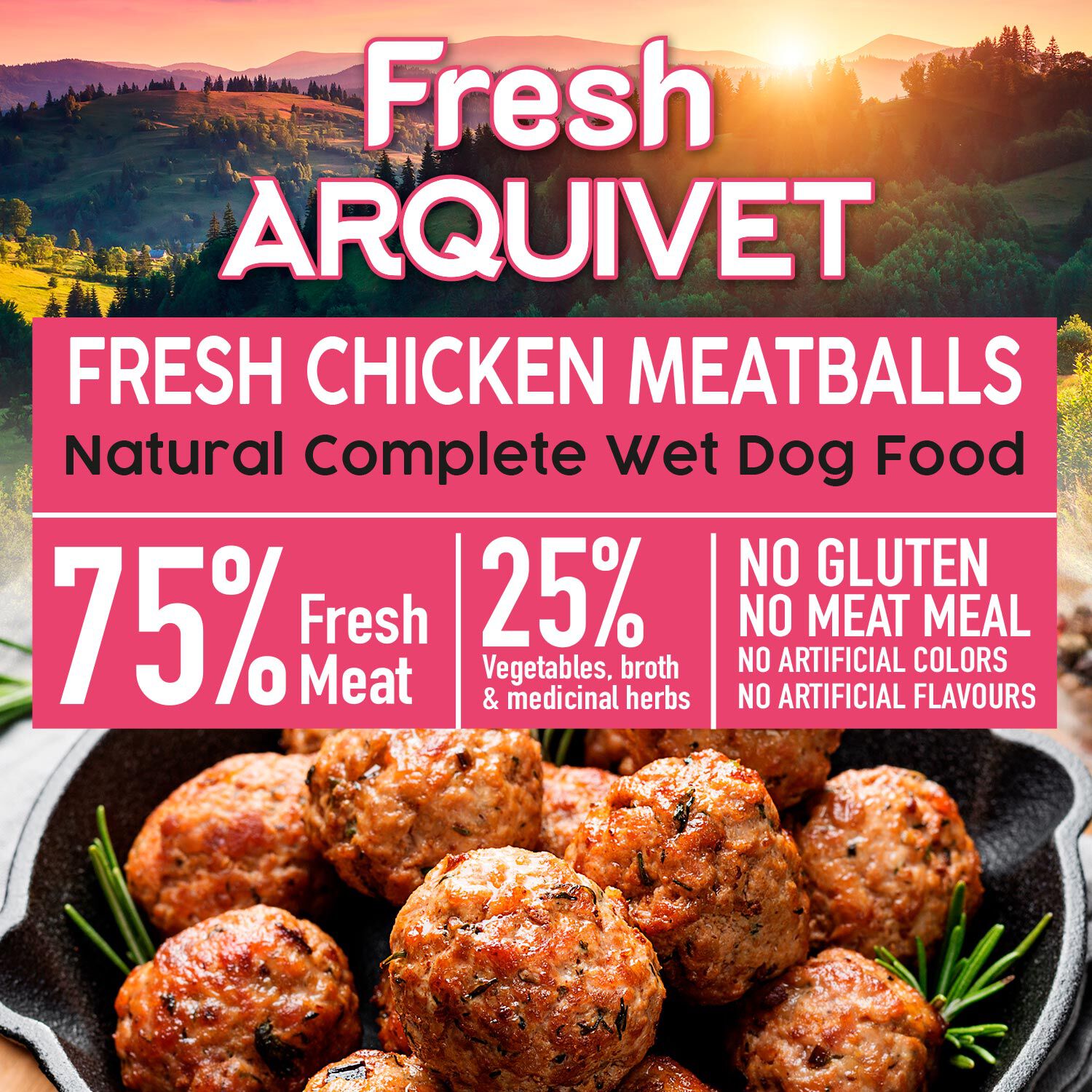 Arquivet Fresh Chicken Meatballs Albóndigas Con Pollo para perro thumbnail