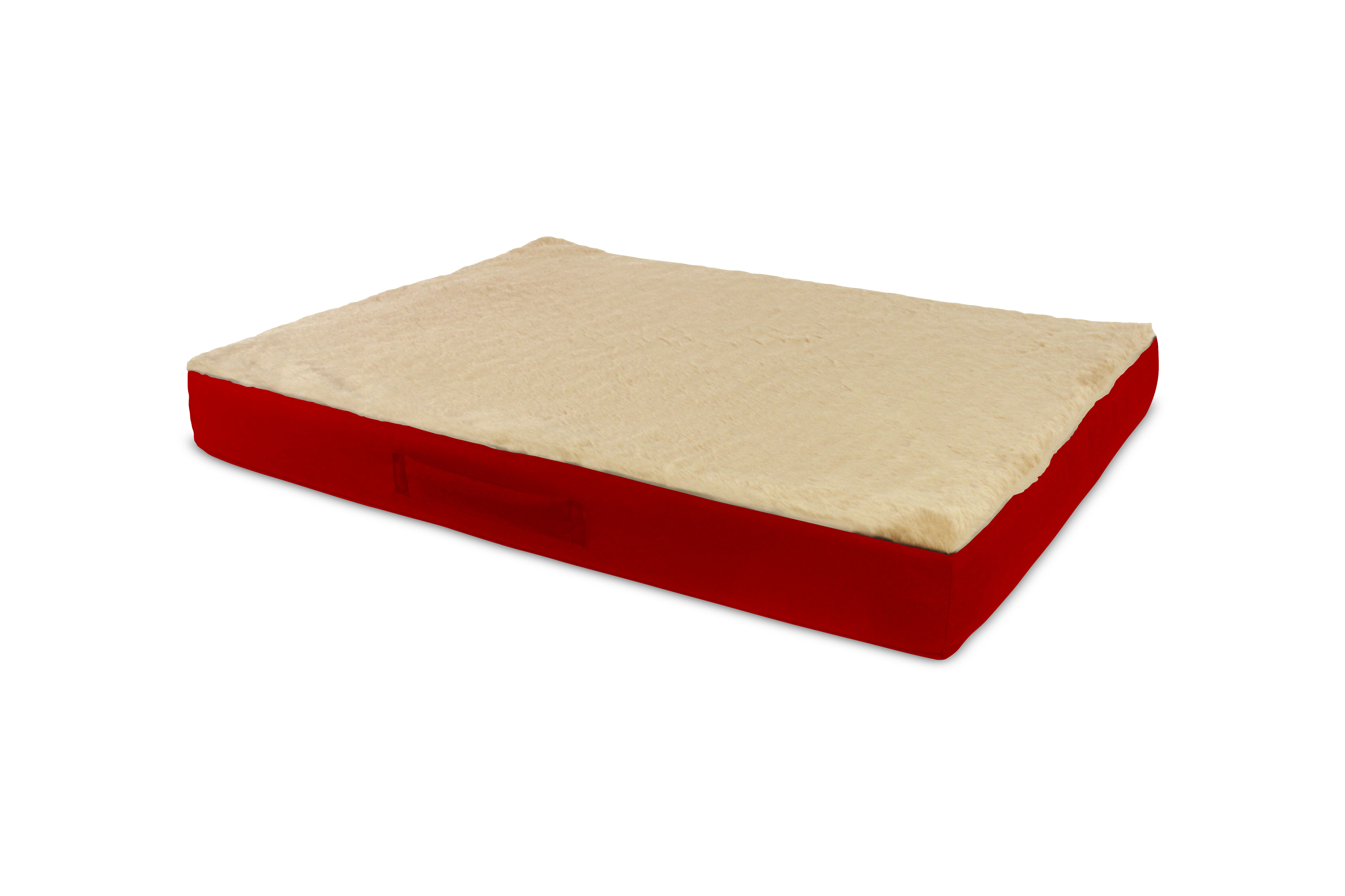 Gauty Cama Redonda para Perros y Gatos  Tela Impermeable y pelo - Rojo y beige, , large Imagen numero 1