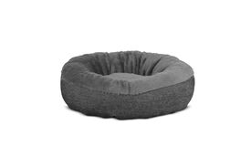 Gauty Cama Redonda Denim y pelo negro y gris para Perros y Gatos