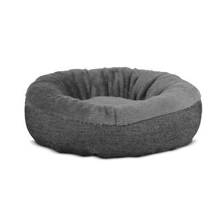 Gauty Cama Redonda Denim y pelo negro y gris para Perros y Gatos