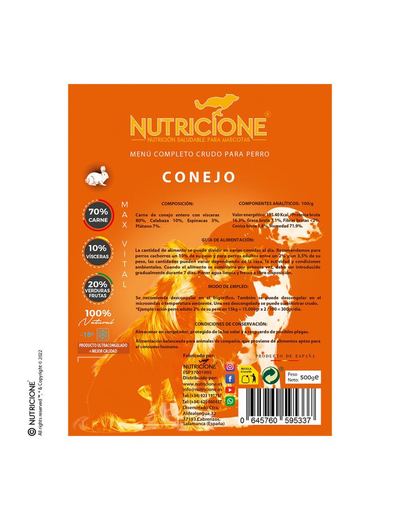 Nutricione menú completo sabor conejo para perros thumbnail