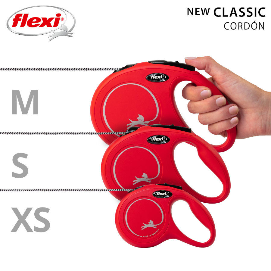 Flexi New Classic Correa de Cord&oacute;n Extensible Roja para perros, , large Imagen numero 4