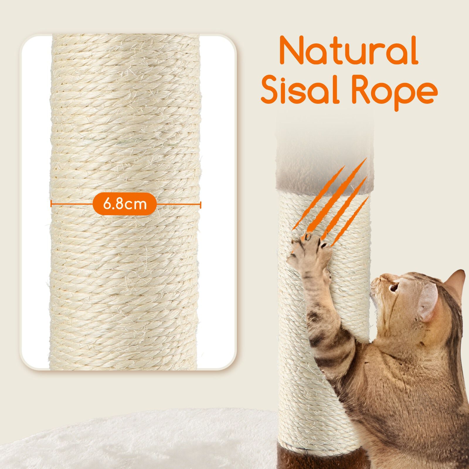 Nobleza Rascador para gatos, Altura 118.5 cm, &Aacute;rbol Estable para Gatos, 4 Plataformas, 1 Cueva, 1 Pomp&oacute;n, 1 Peluche, Marr&oacute;n, , large Imagen numero 3