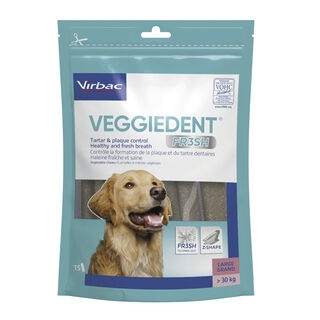 Virbac Snacks Dentales Veggiedent Fresh para perros de raza grande