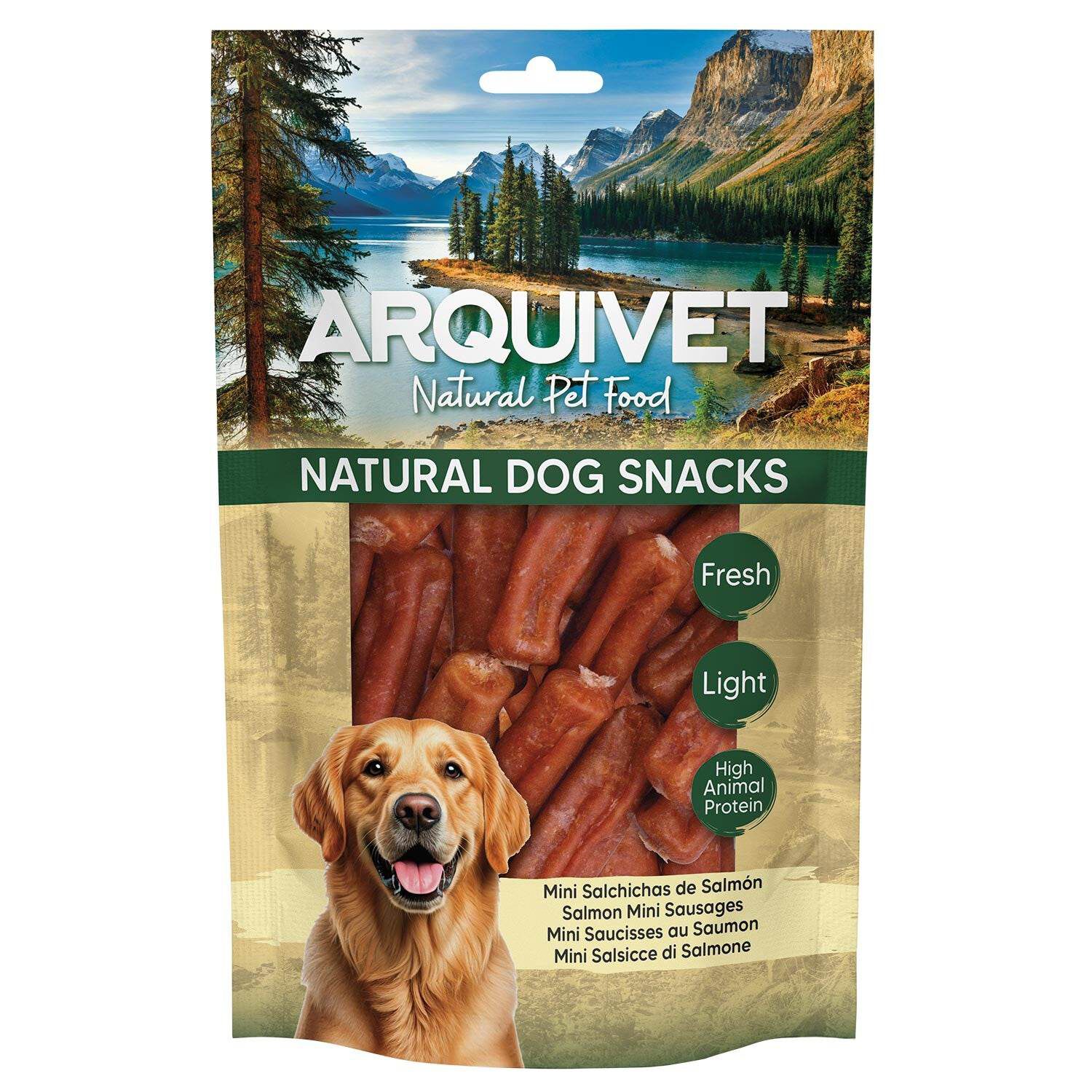 Snacks para perro (Pack de 12) - Mini salchichas de salm&oacute;n 100gr, Natural Dog Snacks - Arquivet, , large Imagen numero 1