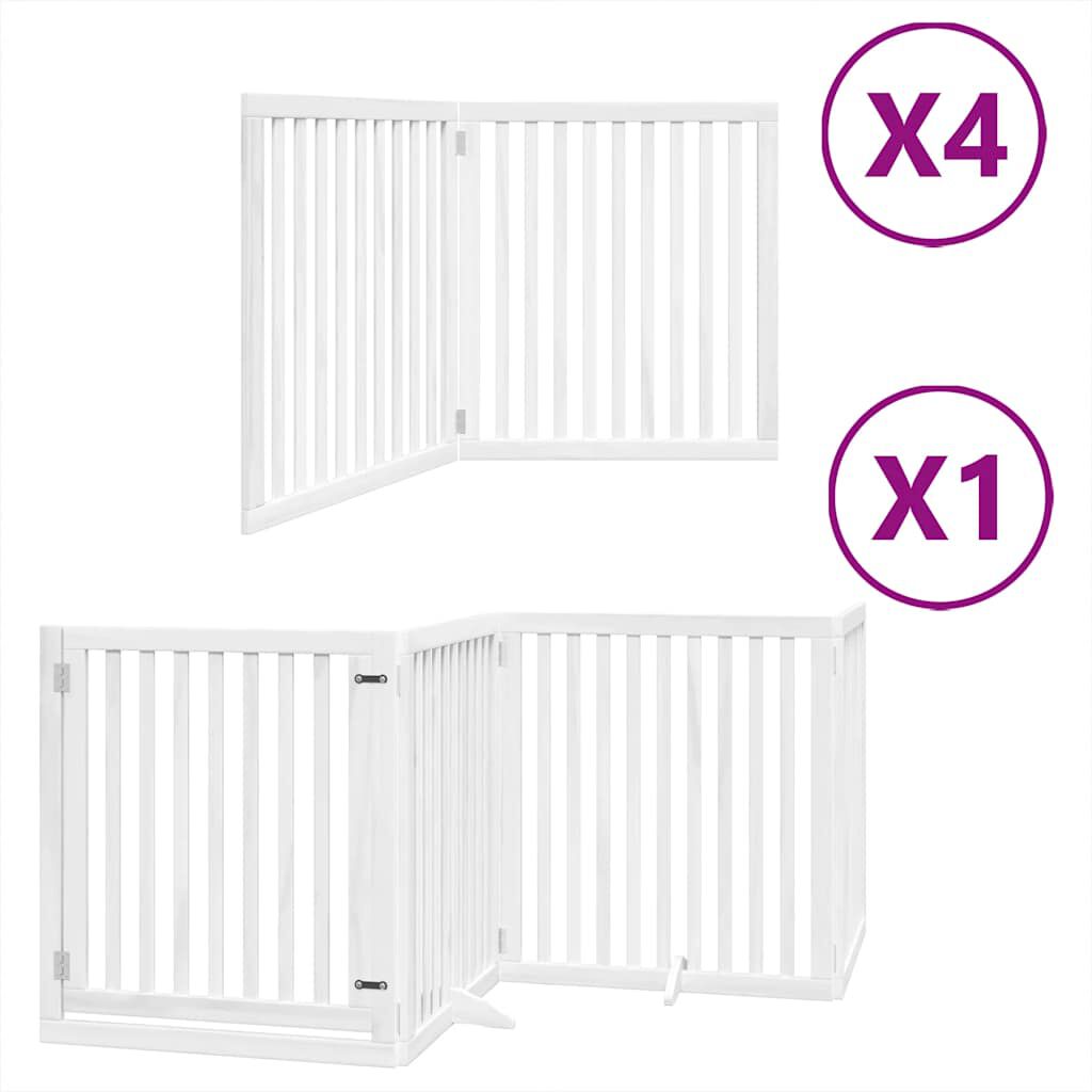 vidaXL Puerta de perros plegable 12 paneles madera &aacute;lamo blanca 600 cm, , large Imagen numero 11