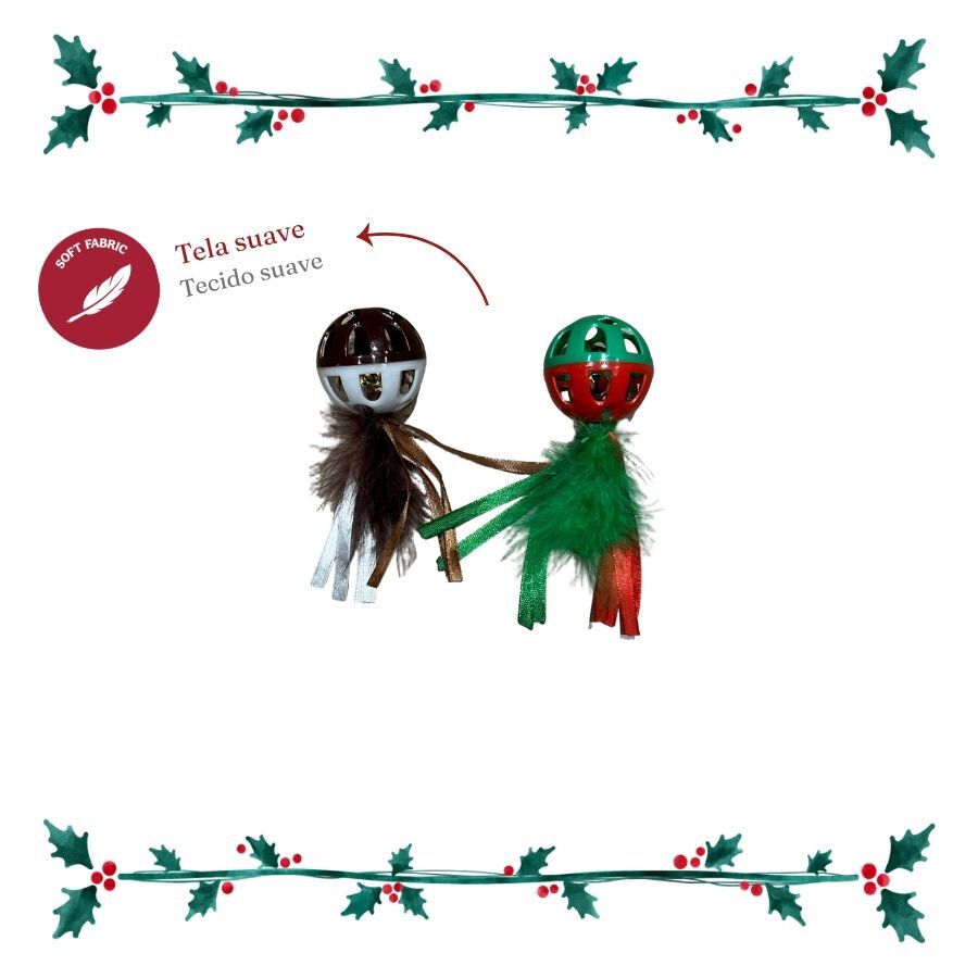Wonder Christmas Pelota con Plumas y Cascabel Juguete para gatos, , large Imagen numero 4