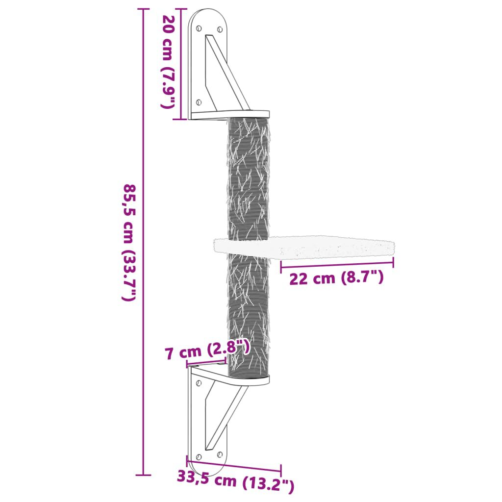vidaXL &Aacute;rbol rascador para gatos de pared crema 85,5 cm, , large Imagen numero 5
