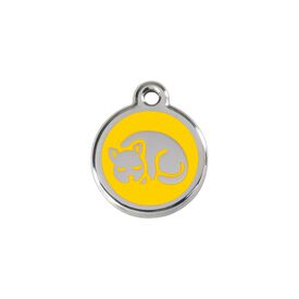Red Dingo Placa identificativa Acero Inoxidable Esmalte Gatito Amarillo para gatos