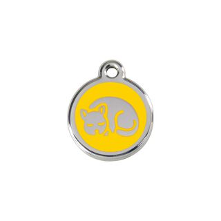 Red Dingo Placa identificativa Acero Inoxidable Esmalte Gatito Amarillo para gatos