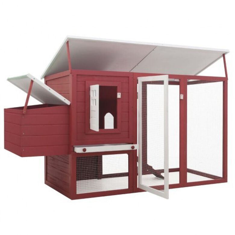 Gallinero de exterior con caja nido para gallinas color Rojo thumbnail