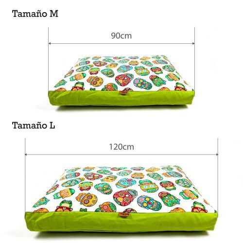 Colch&oacute;n Calavera Mexicana para perros color Verde, , large Imagen numero 2