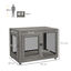 PawHut Jaula para Perros Grandes Estilo Mueble Casa para Perros 94x60x71,5 cm Mesa Auxiliar con 2 Puertas de Pestillo Cojín de Tela Oxford y Rejillas de Acero Gris, , large indicador imagen numero 3
