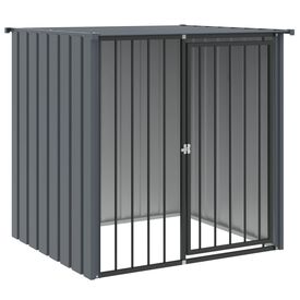VidaXL Caseta con tejado de acero galvanizado negro para perros