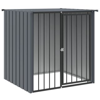 VidaXL Caseta con tejado de acero galvanizado negro para perros